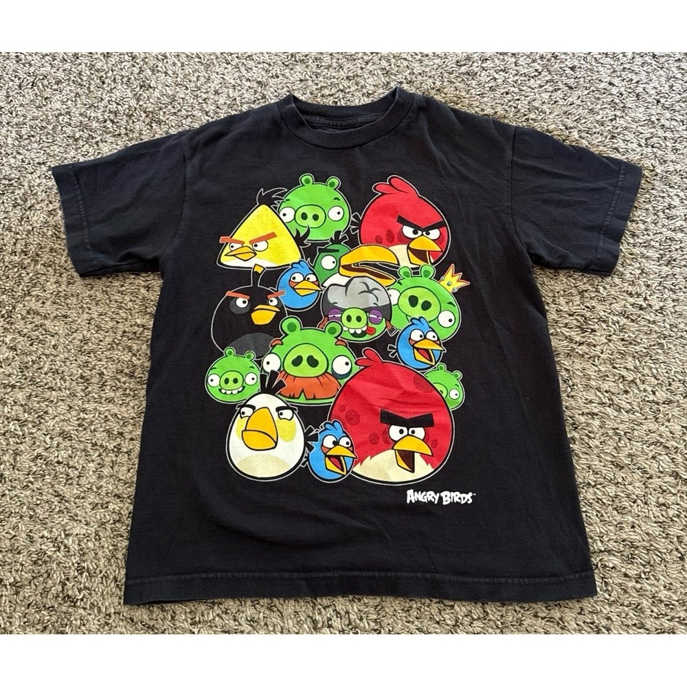 Angry Birds Boys Black Short Sleeve Tee Size Medium